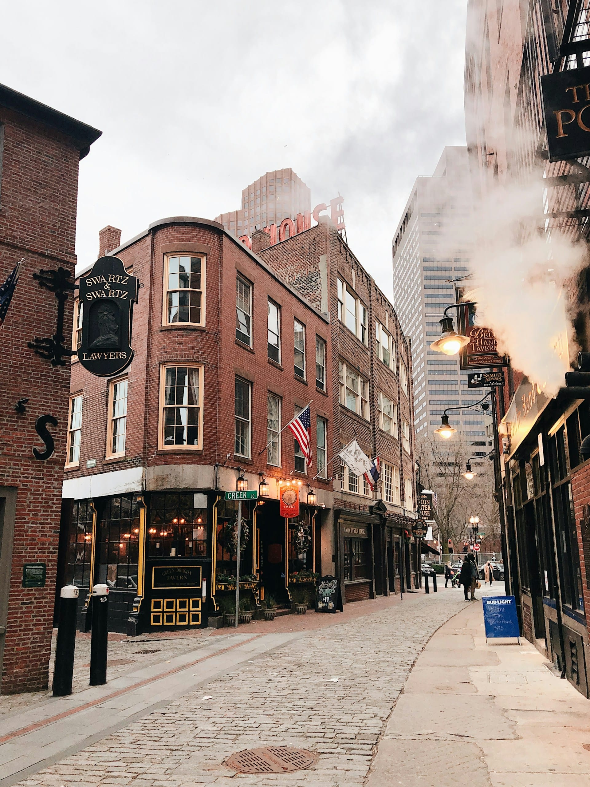 A North End street in warm morning steam
